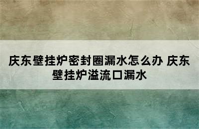 庆东壁挂炉密封圈漏水怎么办 庆东壁挂炉溢流口漏水